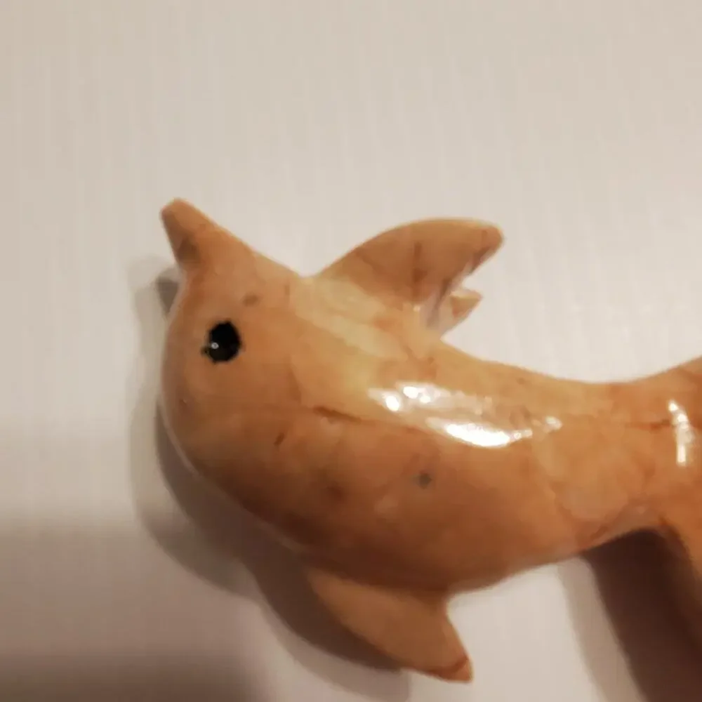 Vintage Hand Carved Pink Marble Dolphin 4